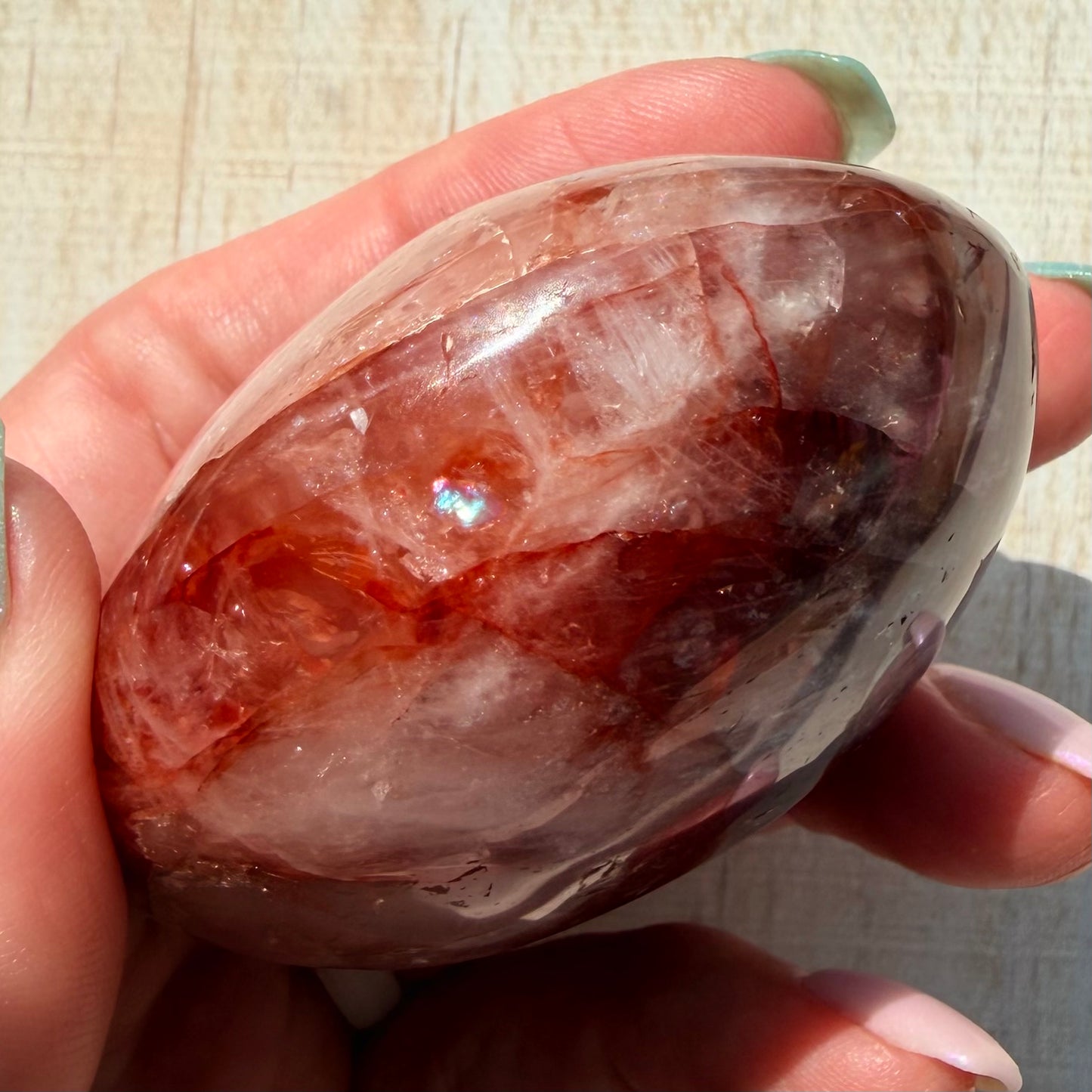 Fire Quartz Palm Stone | Hematoid Quartz | Option I