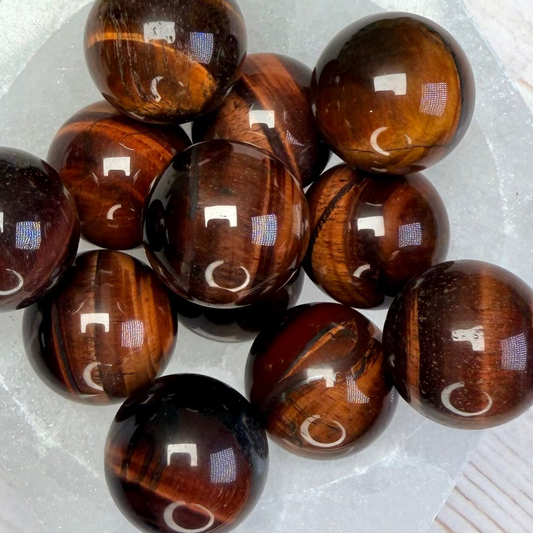 One (1) Red Tiger Eye Mini Sphere | Bull's Eye