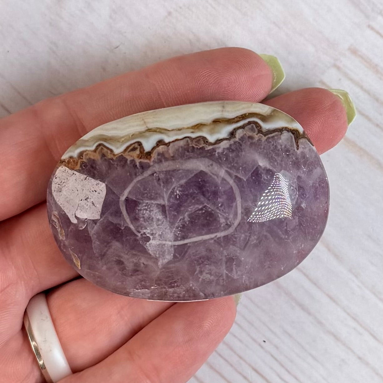 Crazy Lace Amethyst Palm Stone from Mexico | Option E