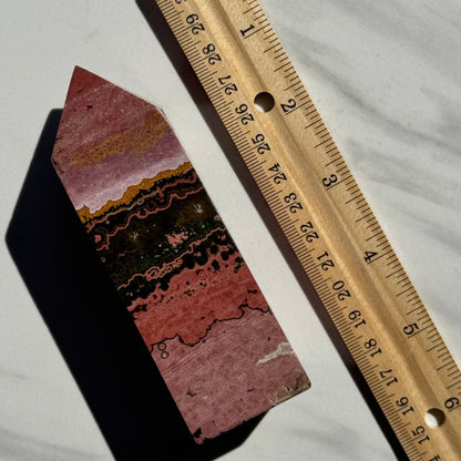 Stunning Natural Pink, Green, & Yellow Ocean Jasper Tower | Option A