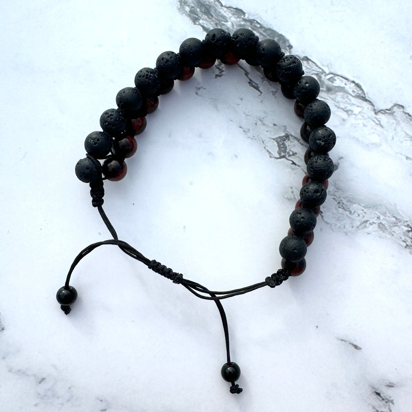 Red Tiger's Eye (Dragon's Eye) with Lava Stone Double Bracelet from China