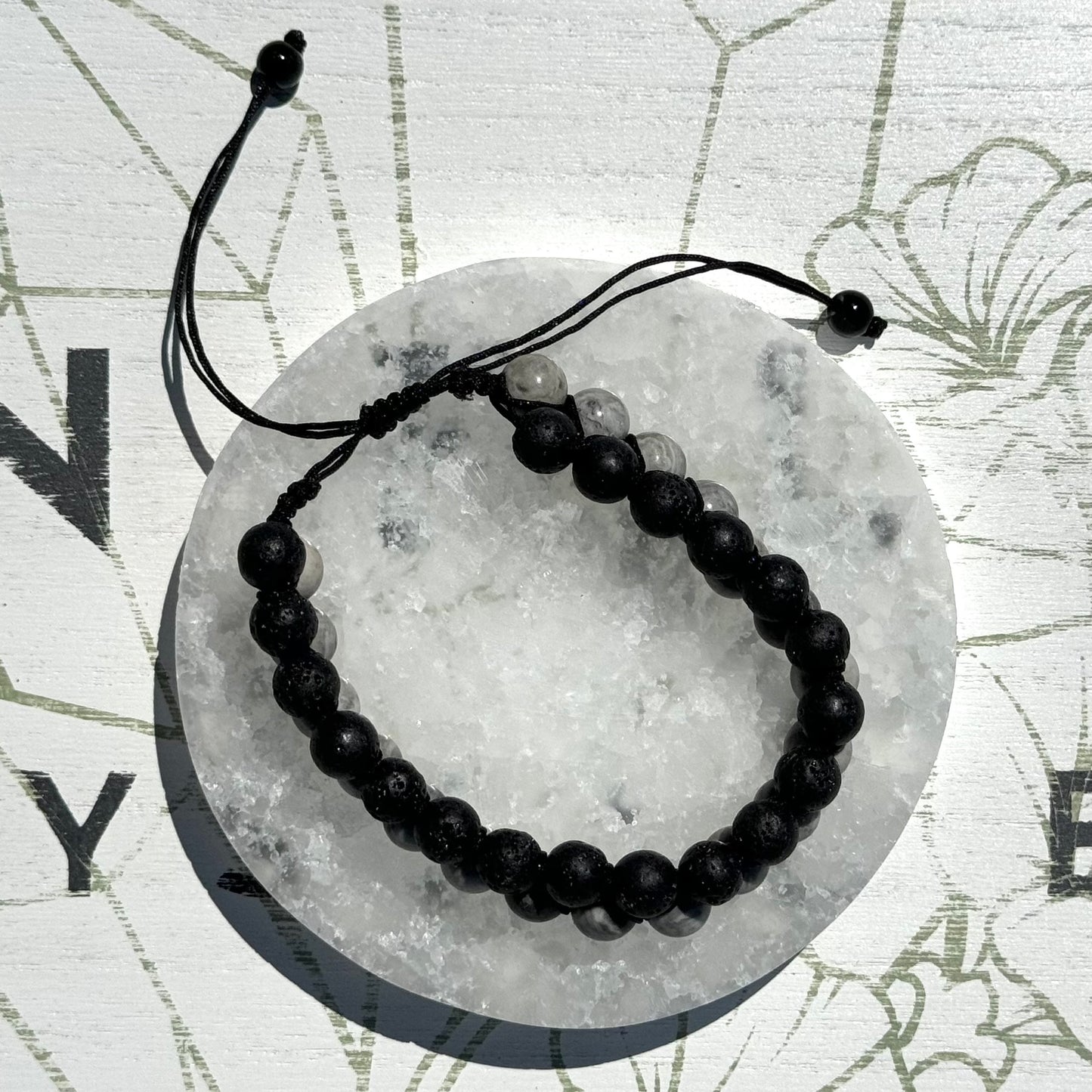 Map Jasper with Lava Stone Double Bracelet from China