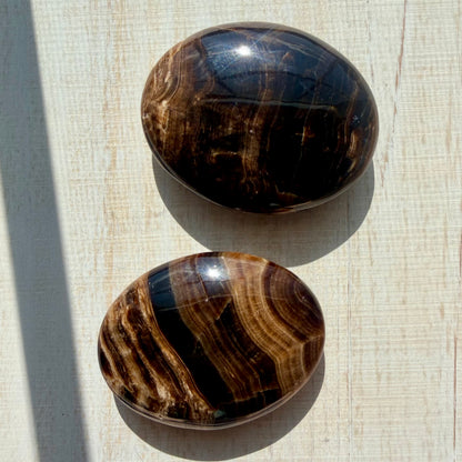 Chocolate Calcite Palm Stone – Grounding Crystal for Stability