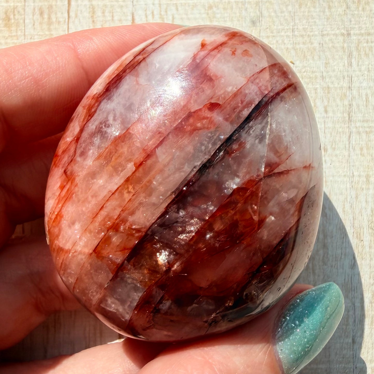 Fire Quartz Palm Stone | Hematoid Quartz | Option E