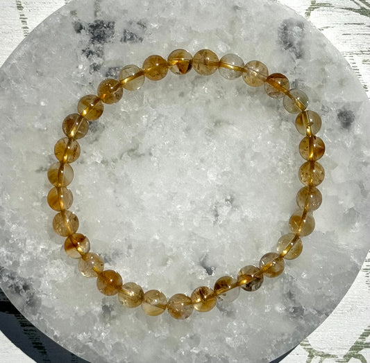One (1) Honey Citrine Bracelet from Brazil (6mm Bead)