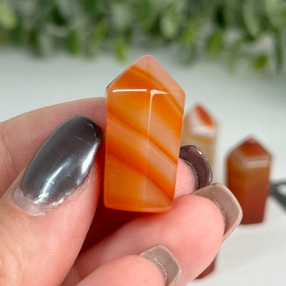 One (1) Mini Carnelian "Cupcake" Tower Carving