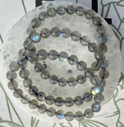 One (1) Labradorite Bracelet from Madagascar (8mm Bead)
