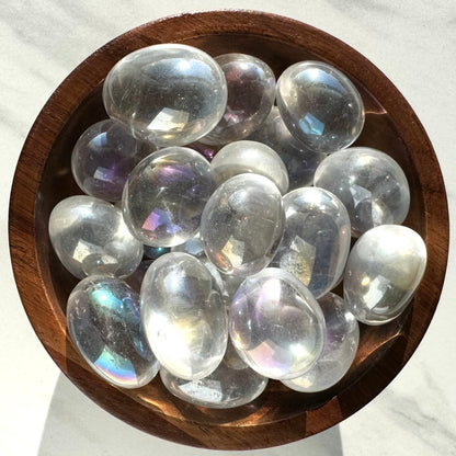 One (1) Exceptional Quality Angel Aura Quartz Tumble from Brazil