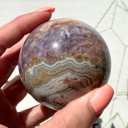 Amethyst with Crazy Lace Agate Sphere from Mexico