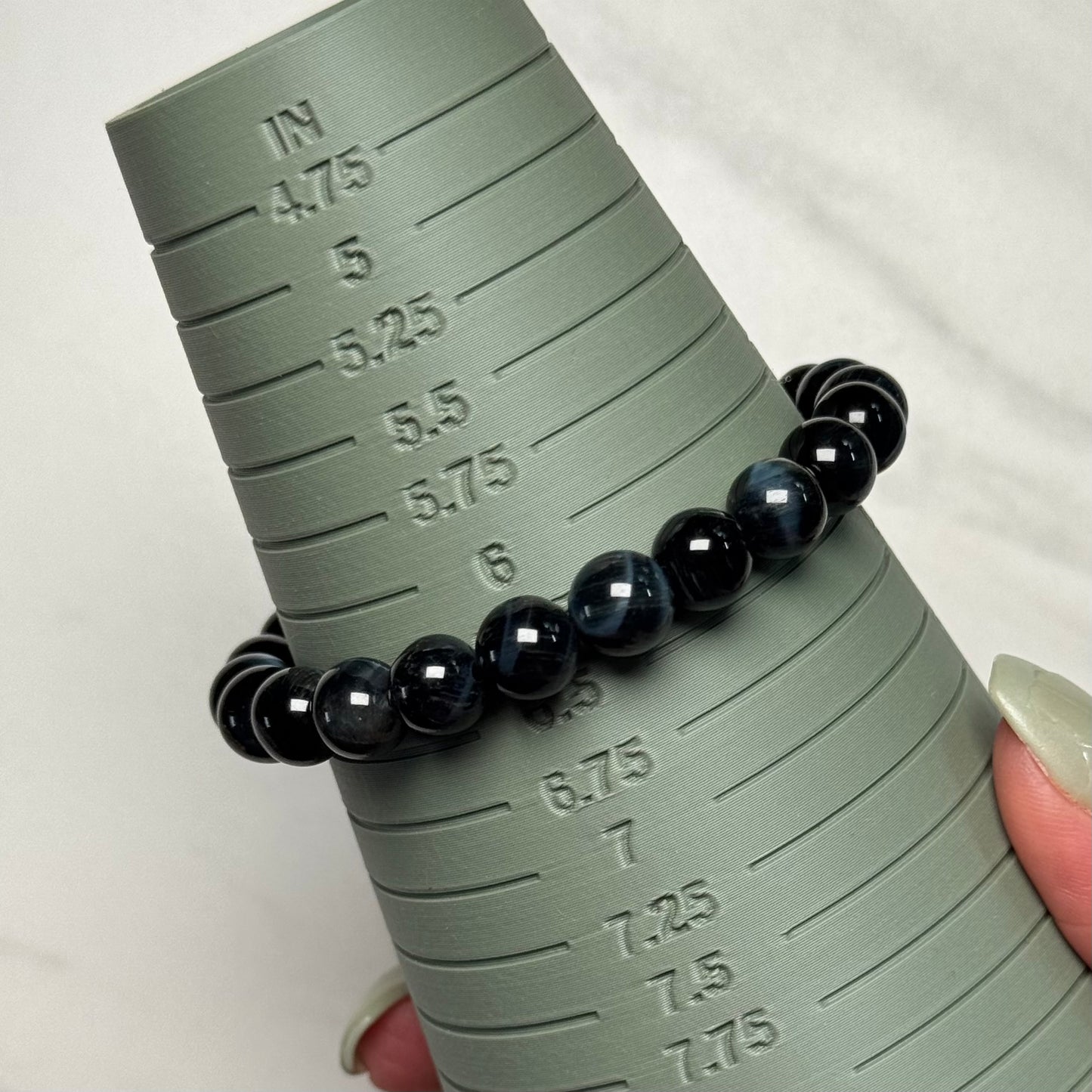 One (1) Beautiful High Quality Hawk's Eye Bracelet from South Africa (8mm Bead)