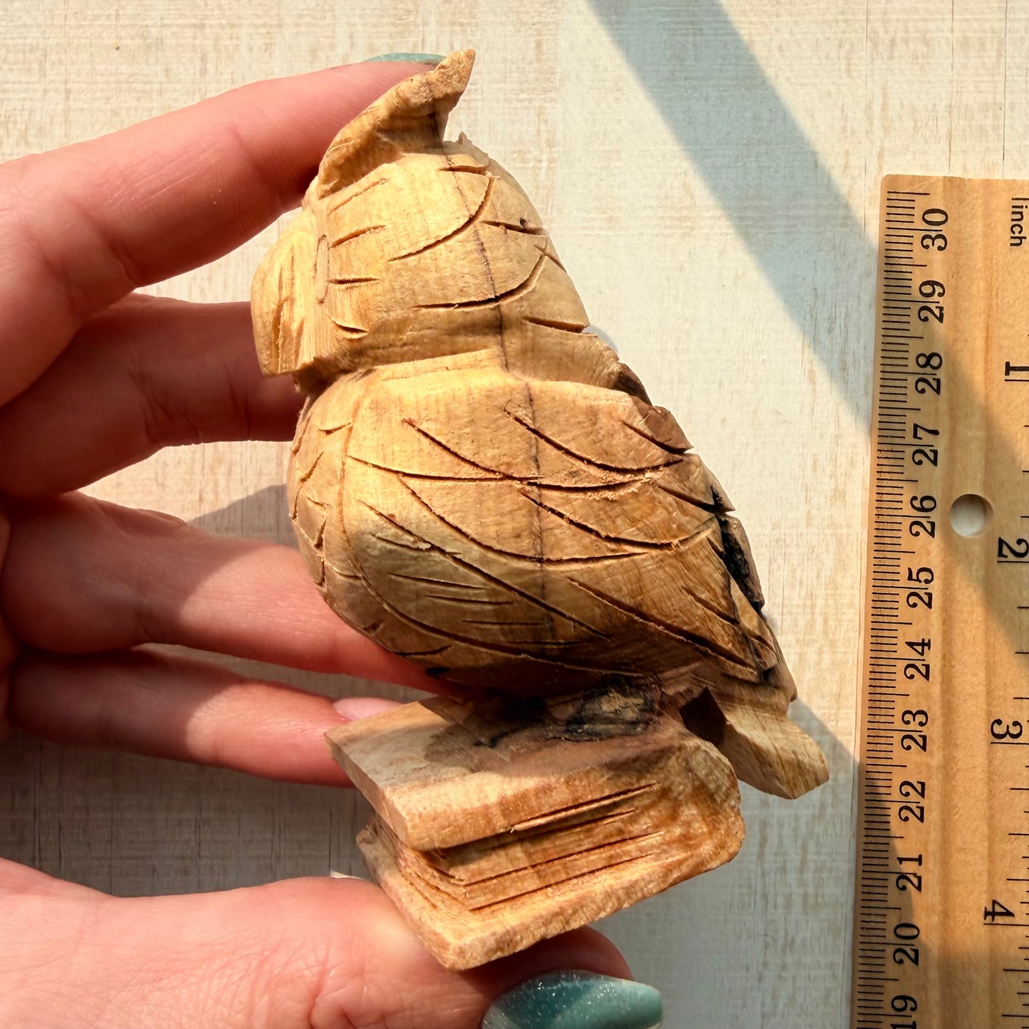 Palo Santo Owl on a Book Carving | Hand-Carved from Peru