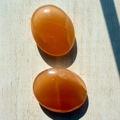 Honey Calcite Palm Stone – Golden Crystal for Joy & Self-Love