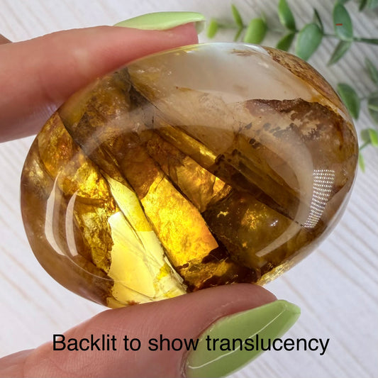 Golden Healer Quartz Palm Stone | Option A