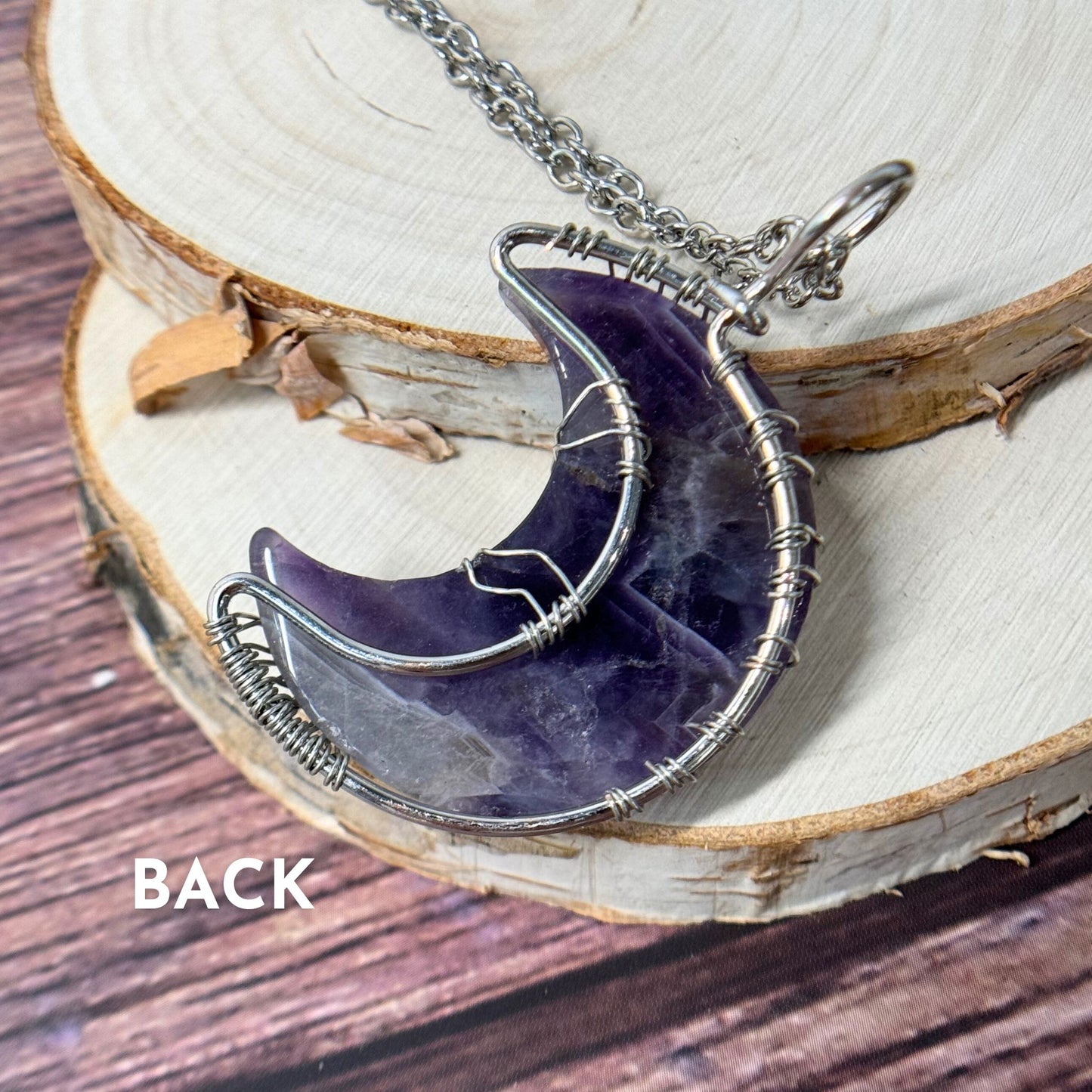 Amethyst Wire Wrapped Moon Necklace