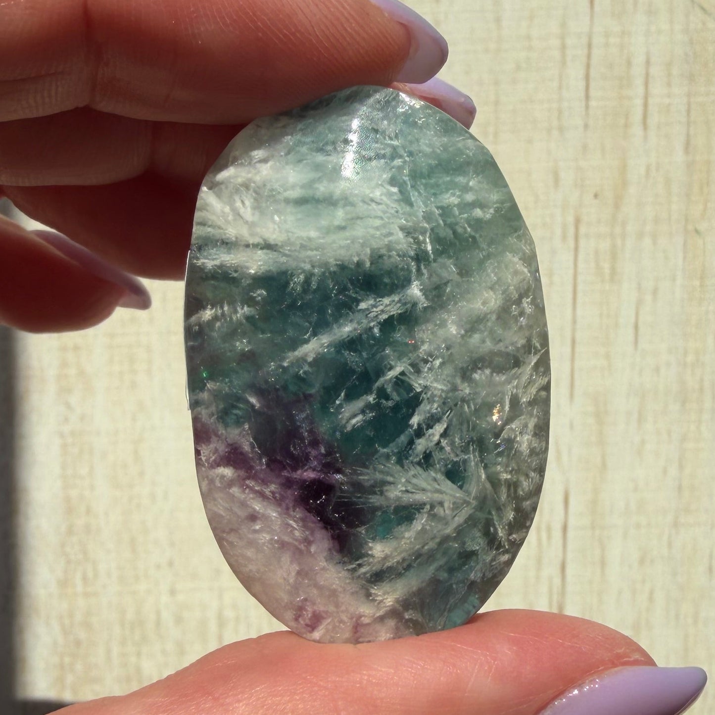 Snowflake Fluorite Palm Stone | Option E