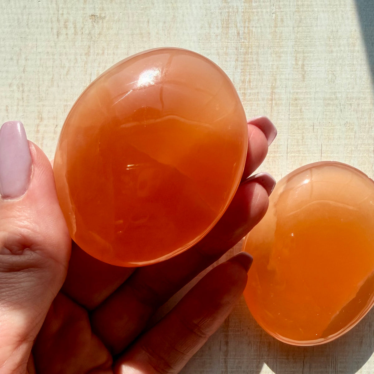Honey Calcite Palm Stone – Golden Crystal for Joy & Self-Love