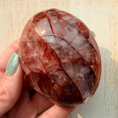 Fire Quartz Palm Stone | Hematoid Quartz | Option A