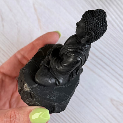 Karelian Shungite Buddha Carving - EMF Protection Statue