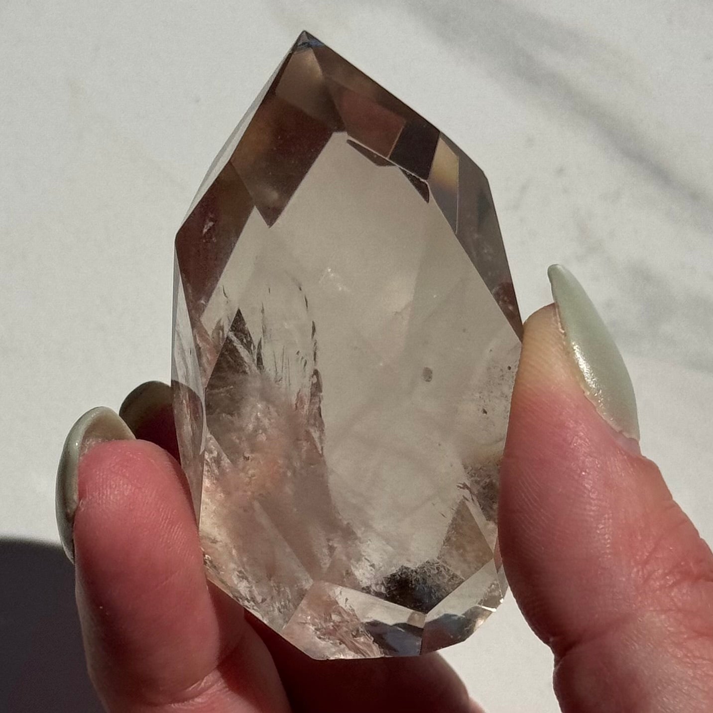 Smoky Quartz Faceted Teardrop Carving