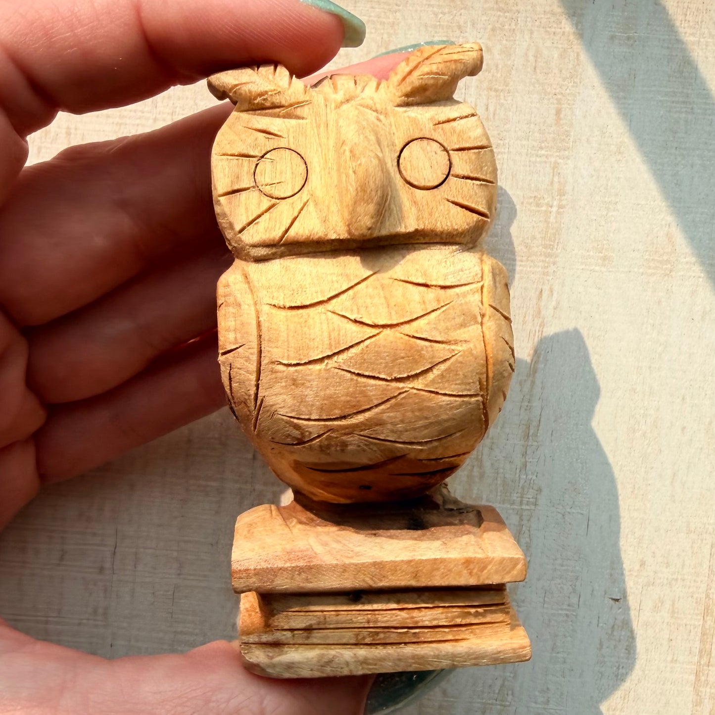 Palo Santo Owl on a Book Carving | Hand-Carved from Peru