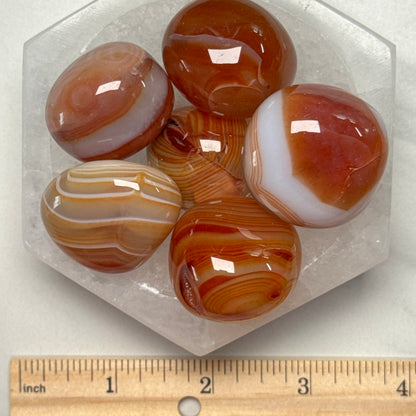 One (1) High Quality Banded Carnelian Tumble from Brazil
