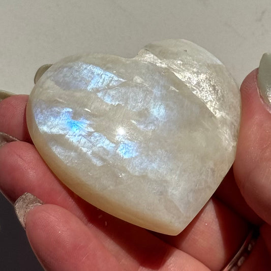 Blue Sheen Moonstone Heart Carving