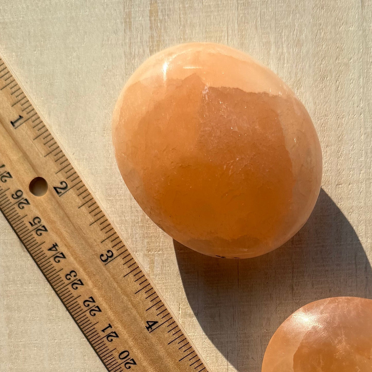 Peach Selenite Palm Stone Medium | Selenite Crystal | Sacral Chakra Crystal