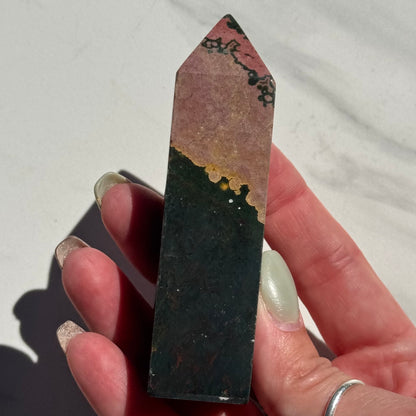 Stunning Natural Pink & Green Ocean Jasper Tower | Option B