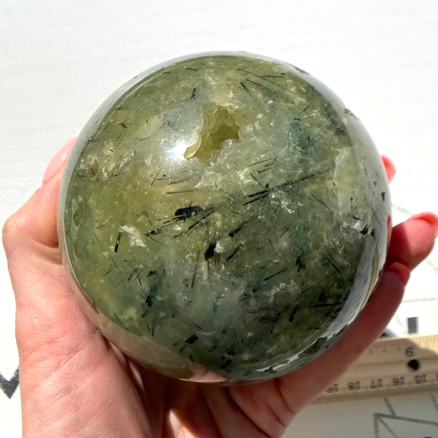 Prehnite with Epidote Sphere from South Africa