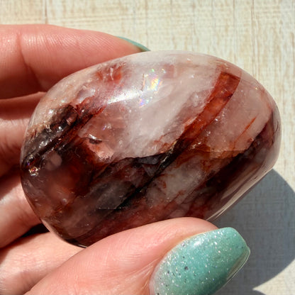 Fire Quartz Palm Stone | Hematoid Quartz | Option E