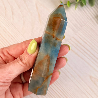 Argentinian Blue Calcite Tower | Lemurian Aquatine Calcite Crystal | Option A