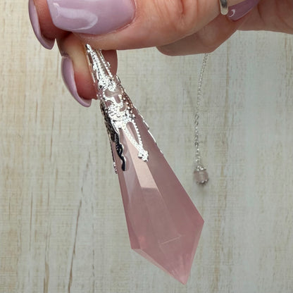 Faceted Crystal Point Pendulum with Silver Filigree Cap | Dowsing & Divination Pendulum