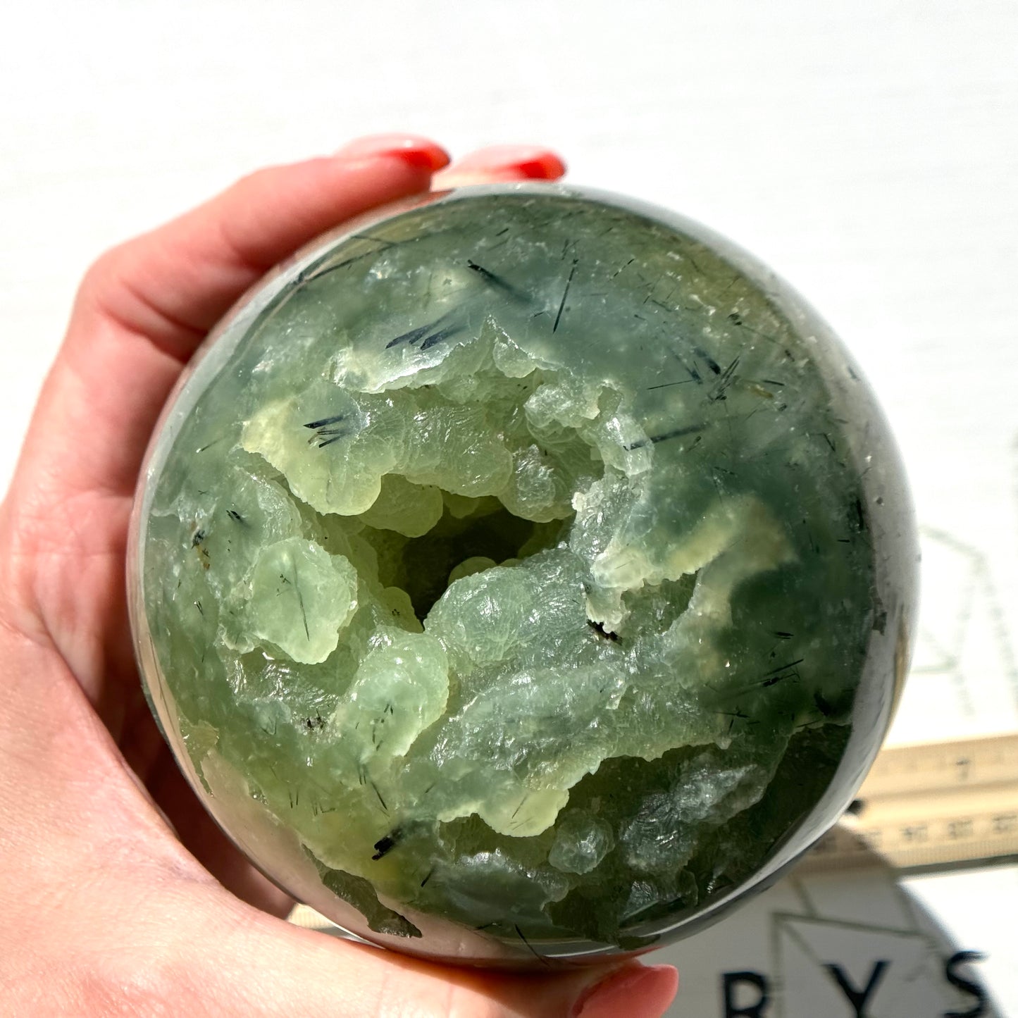 Prehnite with Epidote Sphere from South Africa