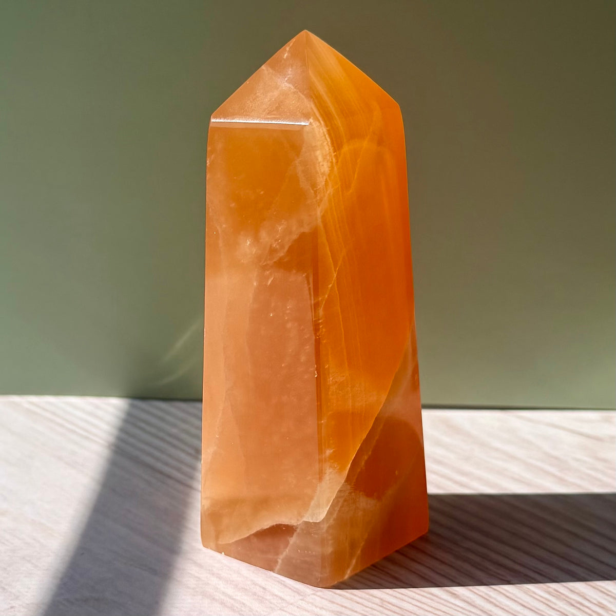 Honey Calcite Tower – Golden Crystal for Joy & Self-Love