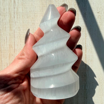 Selenite Spiral Tower | Satin Spar | Selenite Crystal