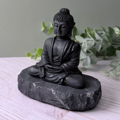 Karelian Shungite Buddha Carving - EMF Protection Statue