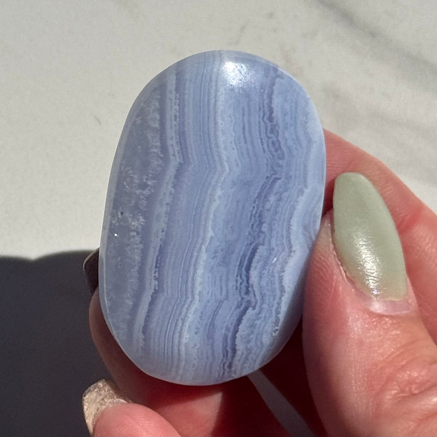 Gorgeous High Quality Blue Lace Agate Mini Palm | Option A
