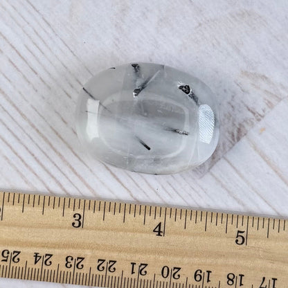 One (1) Tourmalinated Quartz Palm Stone