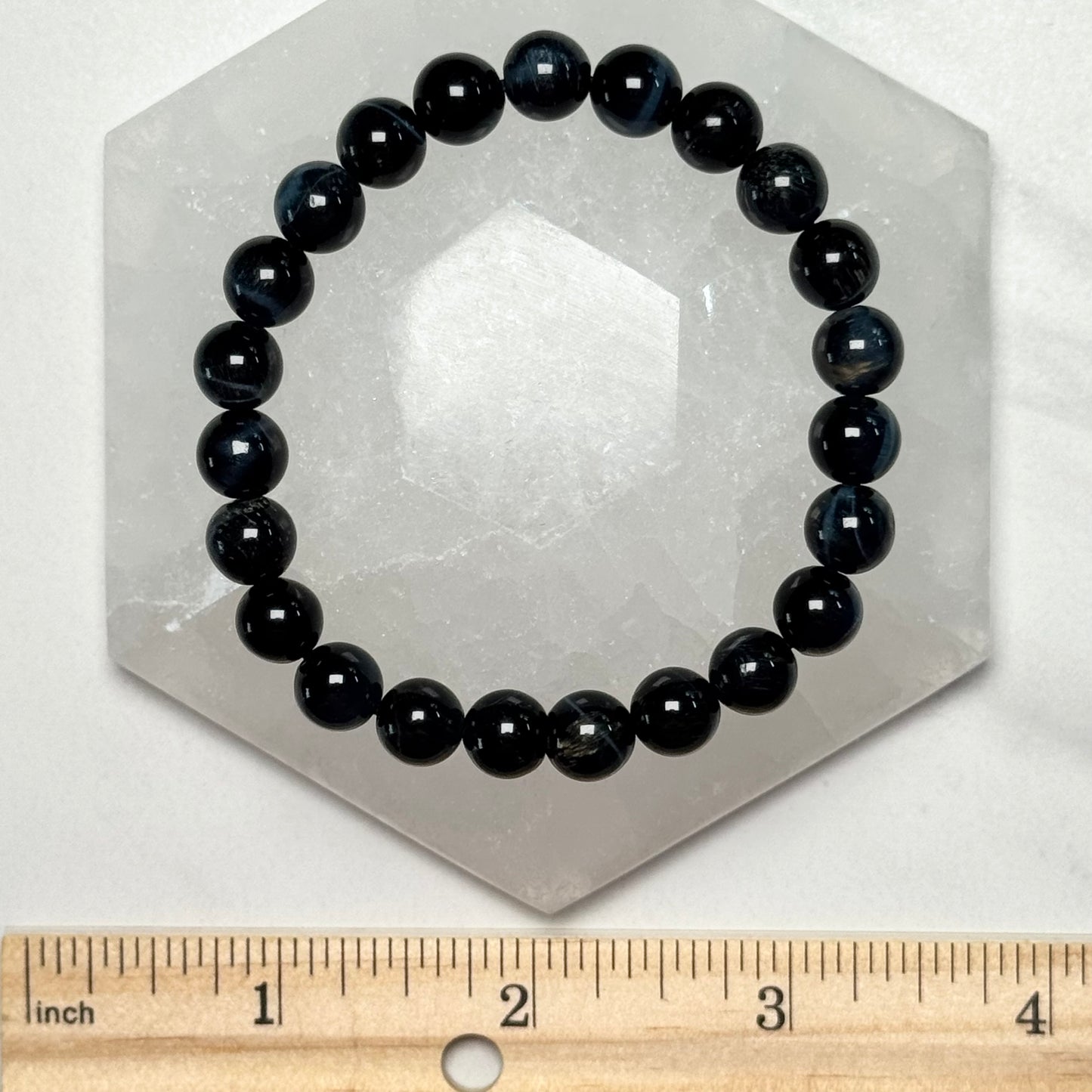One (1) Beautiful High Quality Hawk's Eye Bracelet from South Africa (8mm Bead)