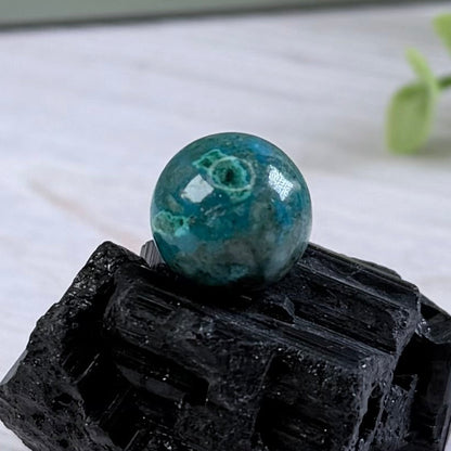 One (1) Phoenix Stone Ultra Mini Sphere - Turquoise, Chrysocolla & Malachite Blend