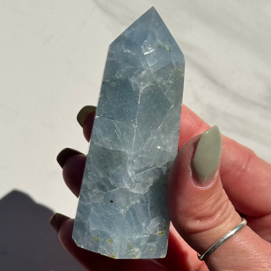 High Quality Celestite with Green Calcite "Meadow Celestite" Tower | Option A