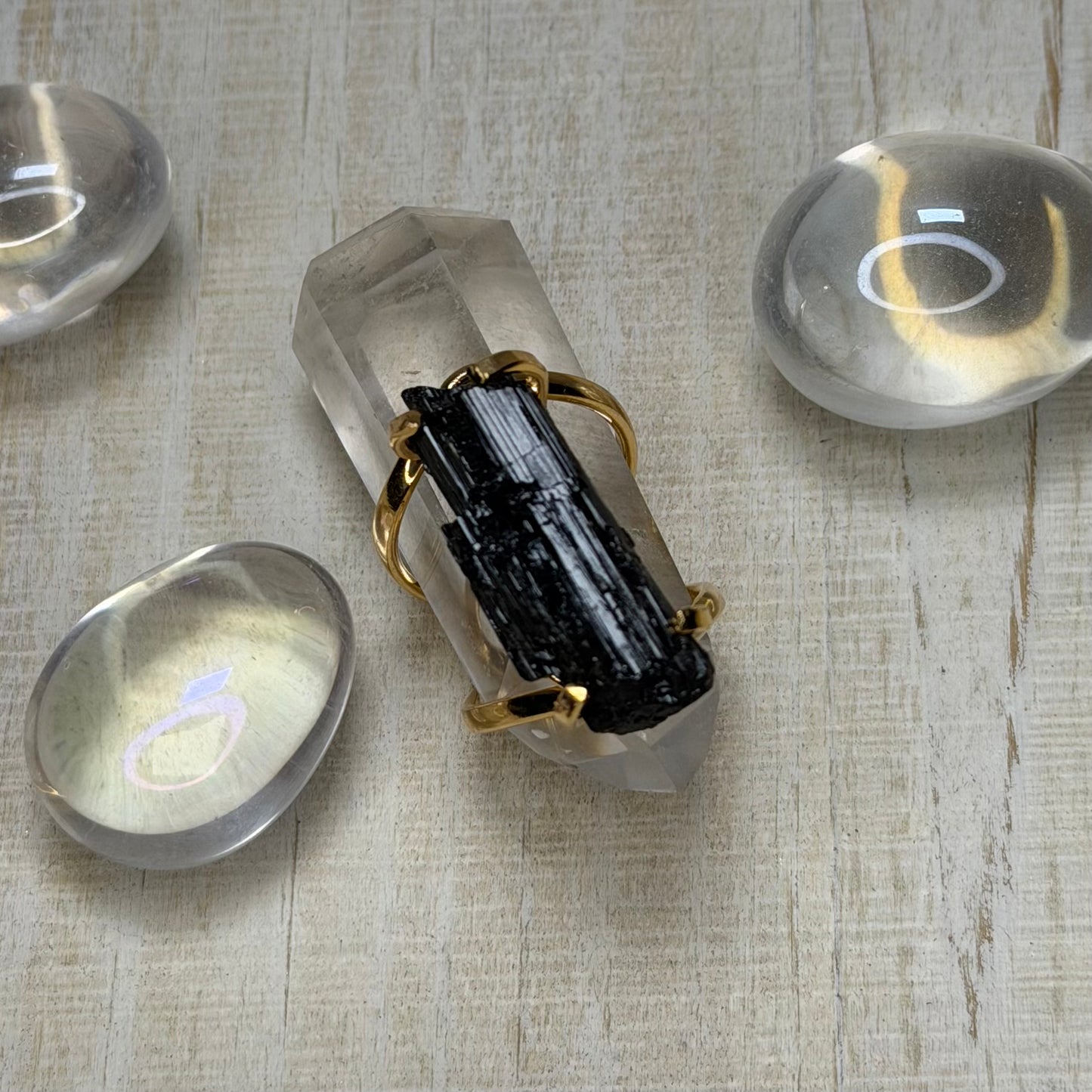 Gorgeous Adjustable Brazilian Raw Black Tourmaline Ring