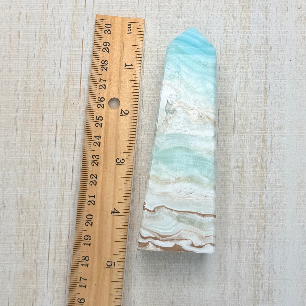 Caribbean Calcite Tower – Soothing Teal Crystal for Calm & Communication