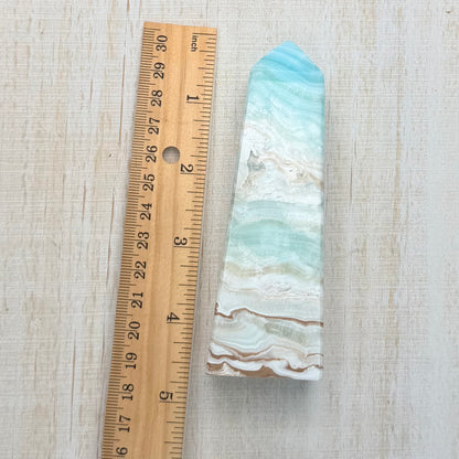 Caribbean Calcite Tower – Soothing Teal Crystal for Calm & Communication