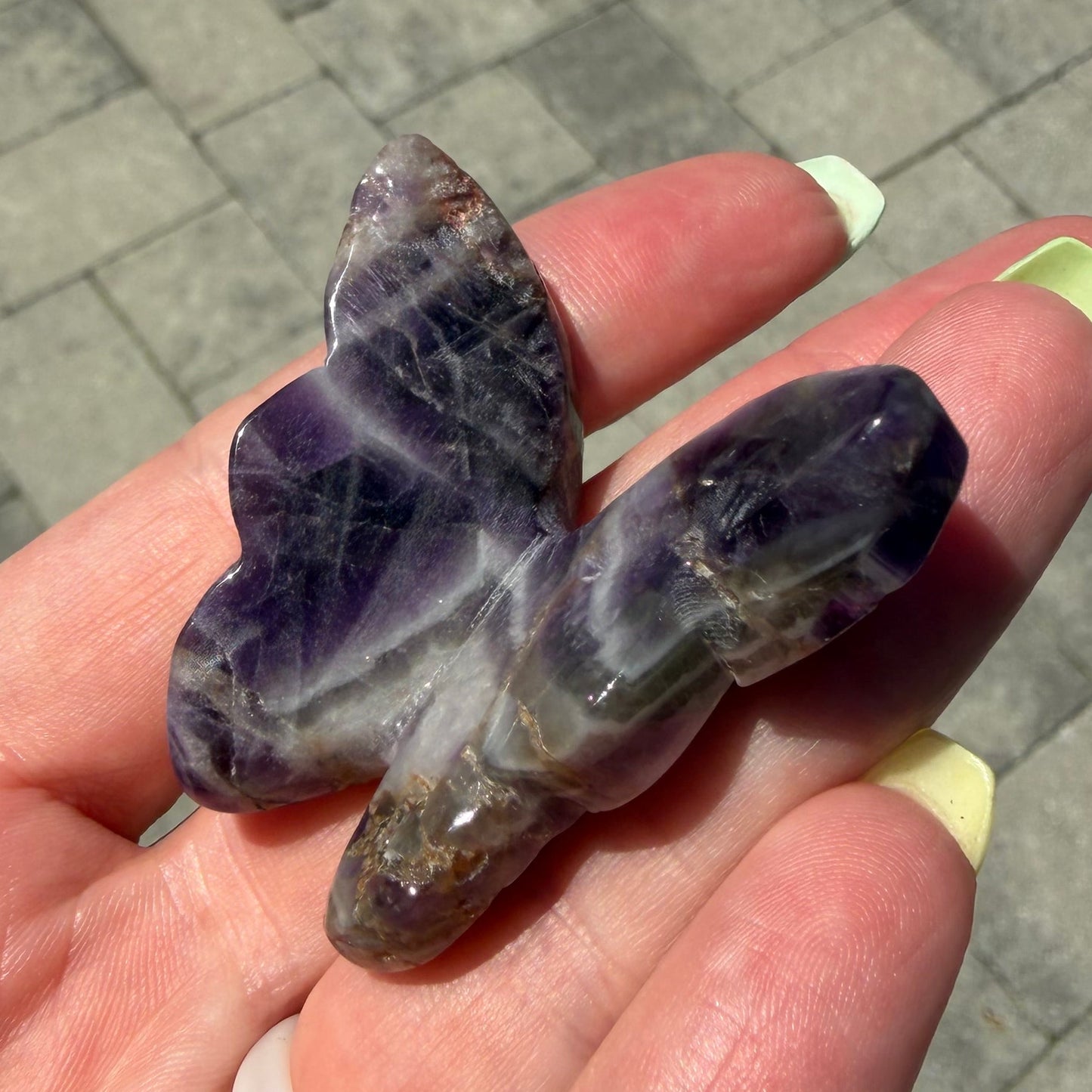 Chevron / Dream Amethyst Butterfly Carving