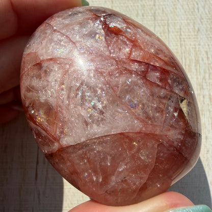 Fire Quartz Palm Stone | Hematoid Quartz | Option J
