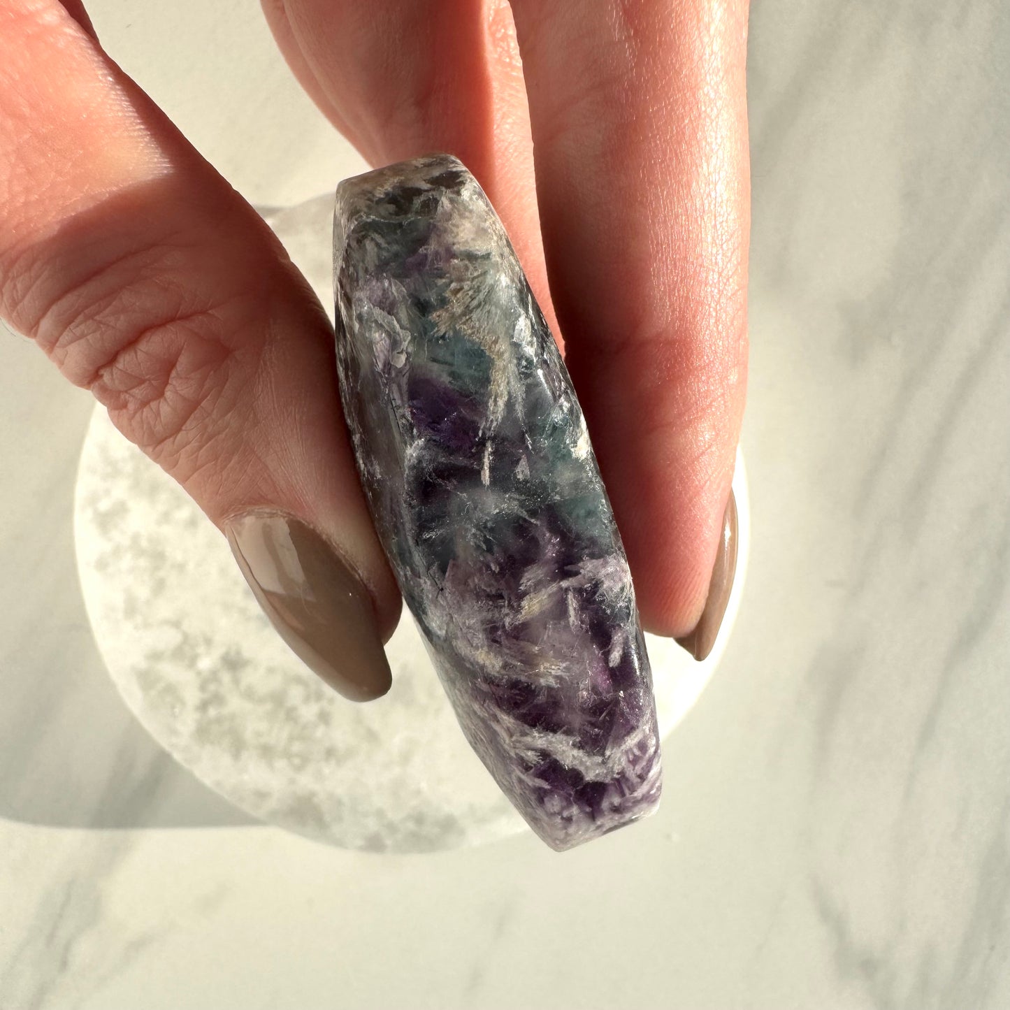 Snowflake Fluorite Heart Carving B