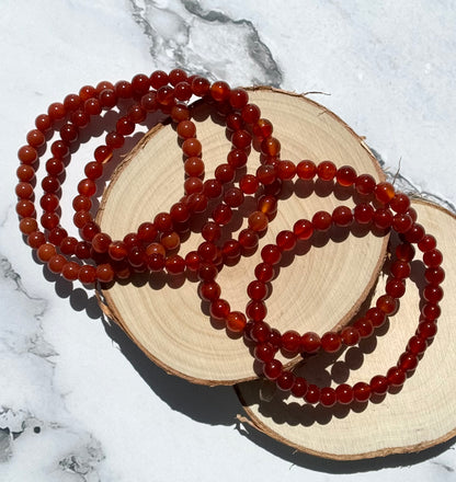 One (1) Carnelian Bracelet from Brazil (6mm Bead)
