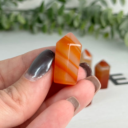 One (1) Mini Carnelian "Cupcake" Tower Carving