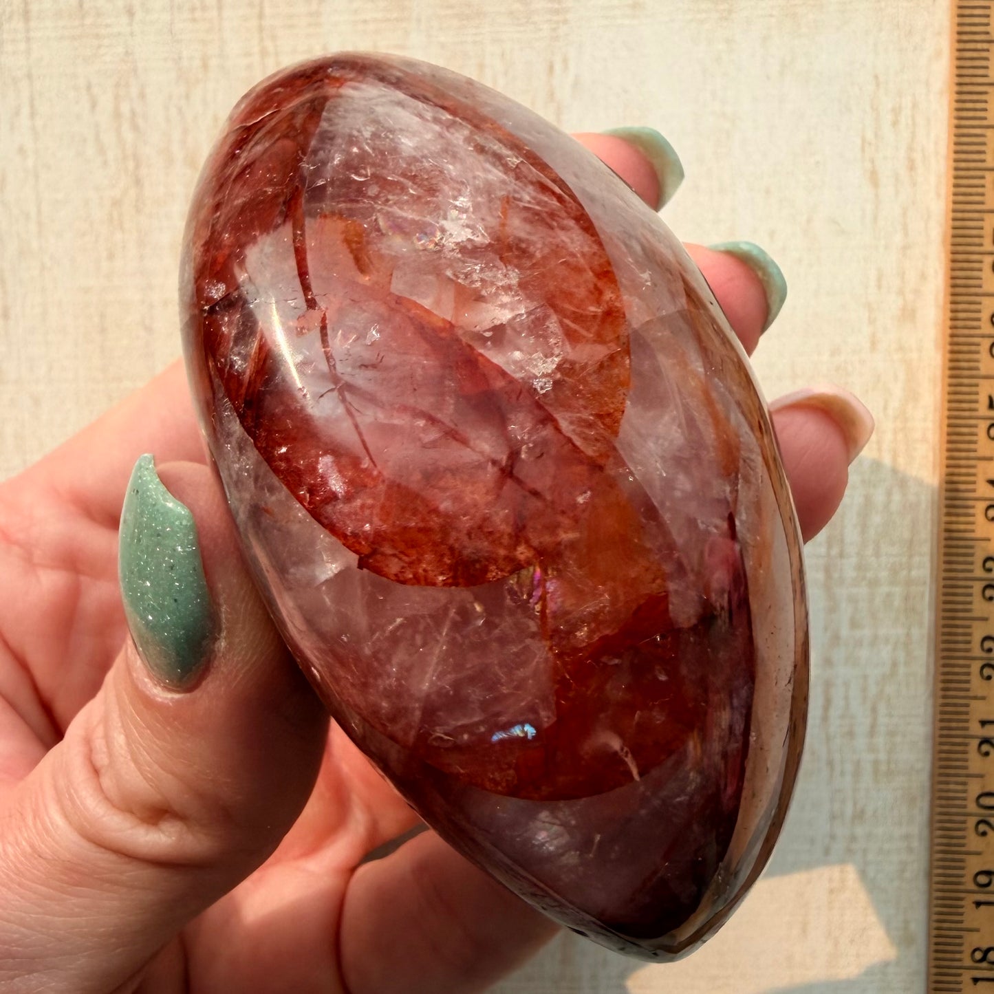 Fire Quartz Palm Stone | Hematoid Quartz | Option A